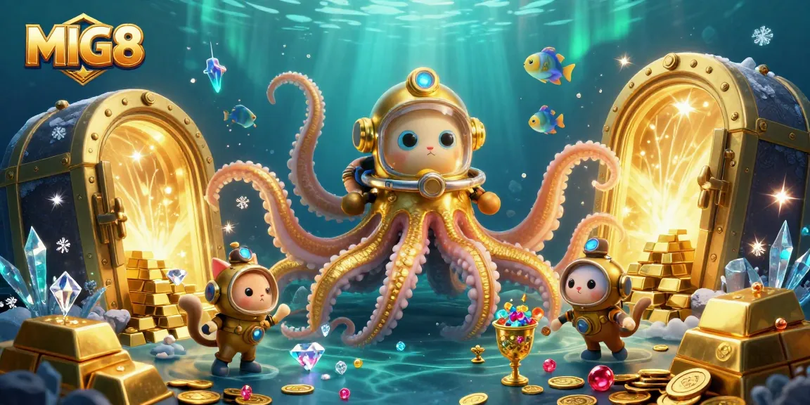 MIG8 players win exciting rewards from a vibrant underwater casino adventure with treasures.
