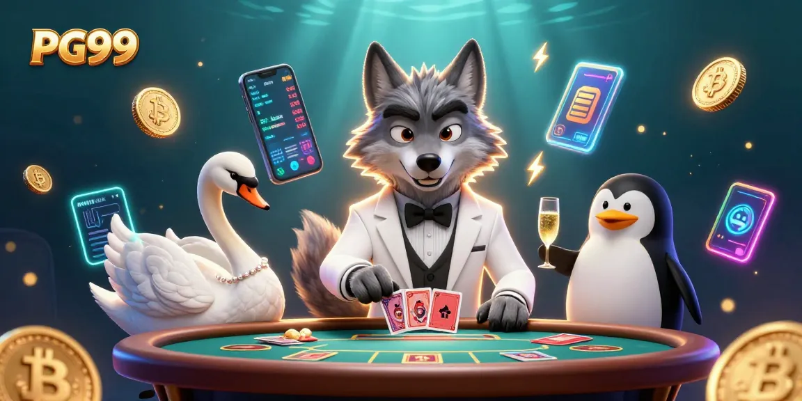 Experience thrilling PG99 casino action at a baccarat table with animated characters.