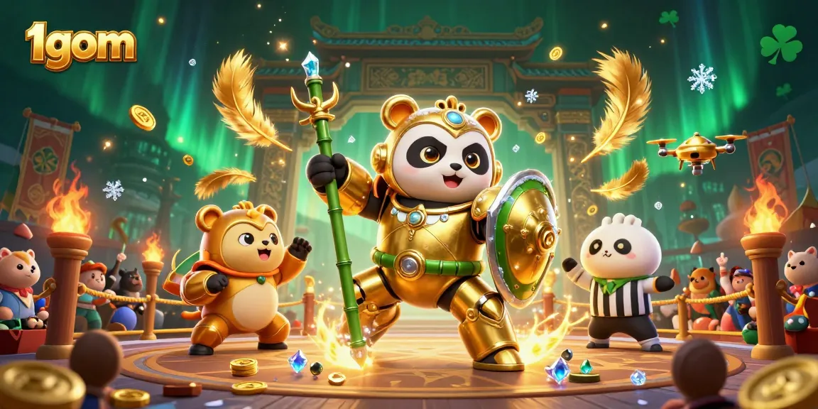 1gom delivers an exciting arena where a mech-suit panda battles using themed casino elements.