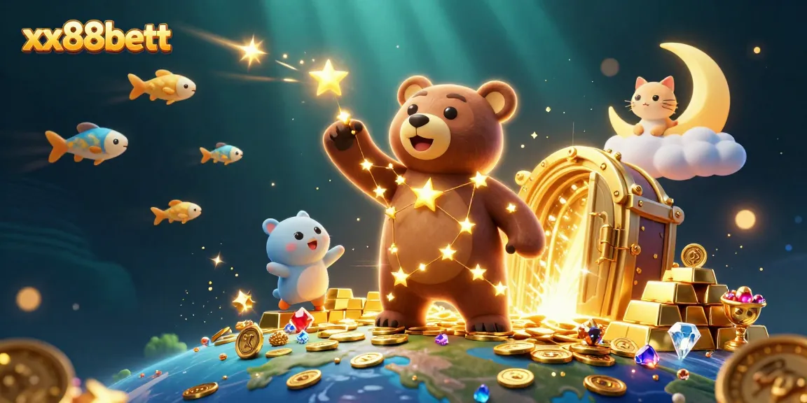Win big at xx88bett with treasures from under the shining stars in this vibrant casino scene.