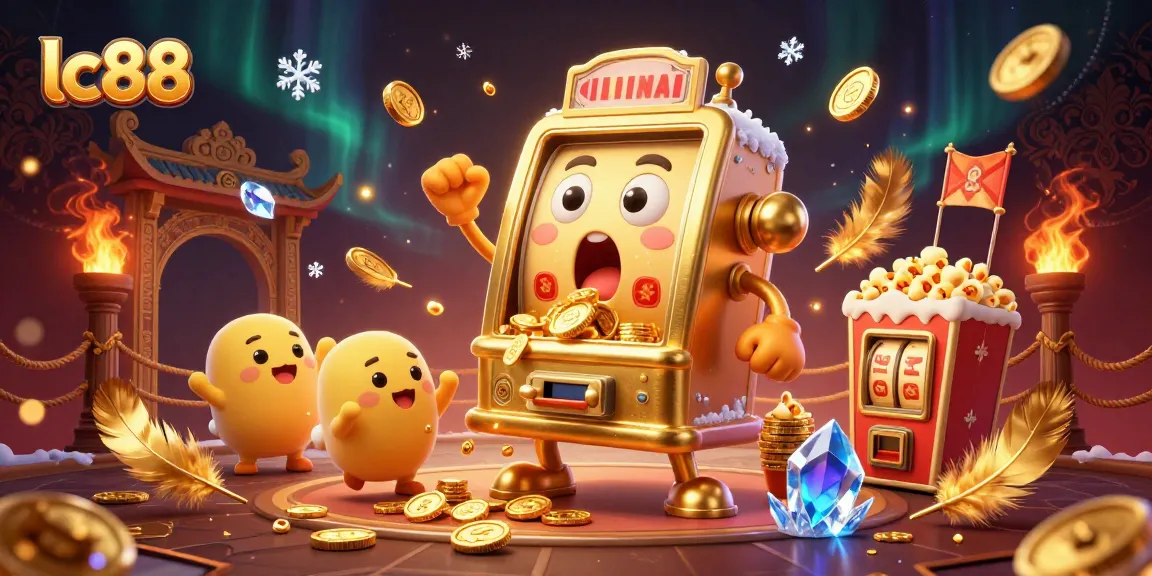 Experience thrilling jackpots at lc88 with vibrant slot machines and festive elements celebrating wins.