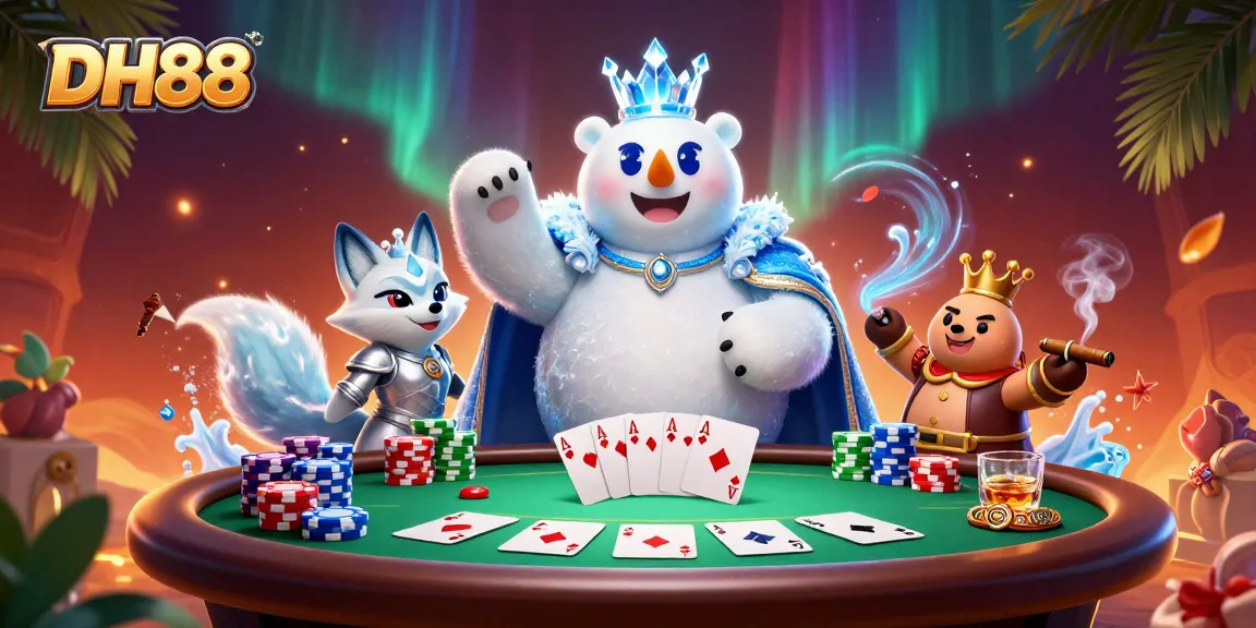 Experience thrilling wins with DH88 at a vibrant casino scene, featuring poker tables and colorful chips.