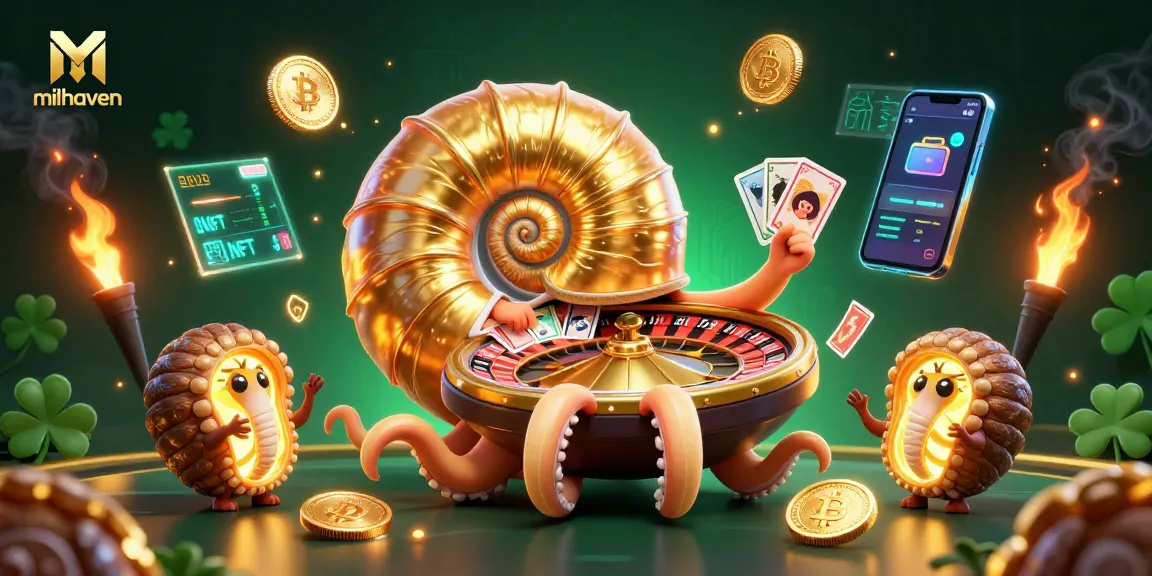 Join the excitement of milhaven as a giant nautilus entices players with crypto fortunes and vibrant gaming elements.
