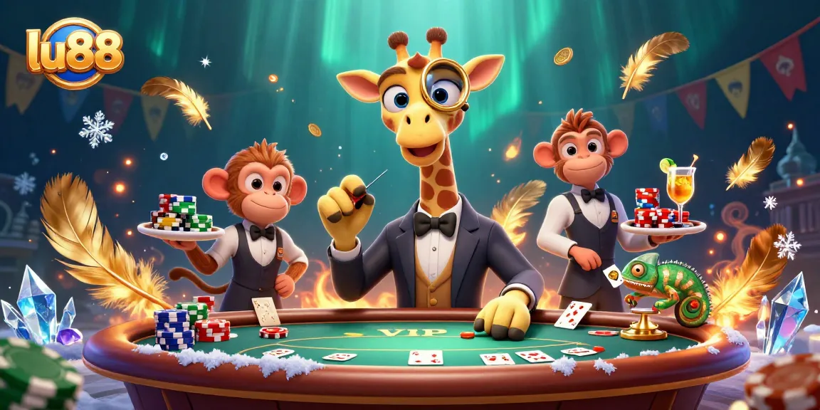 Experience the thrill of poker at lu88 with vibrant characters and dynamic casino elements.