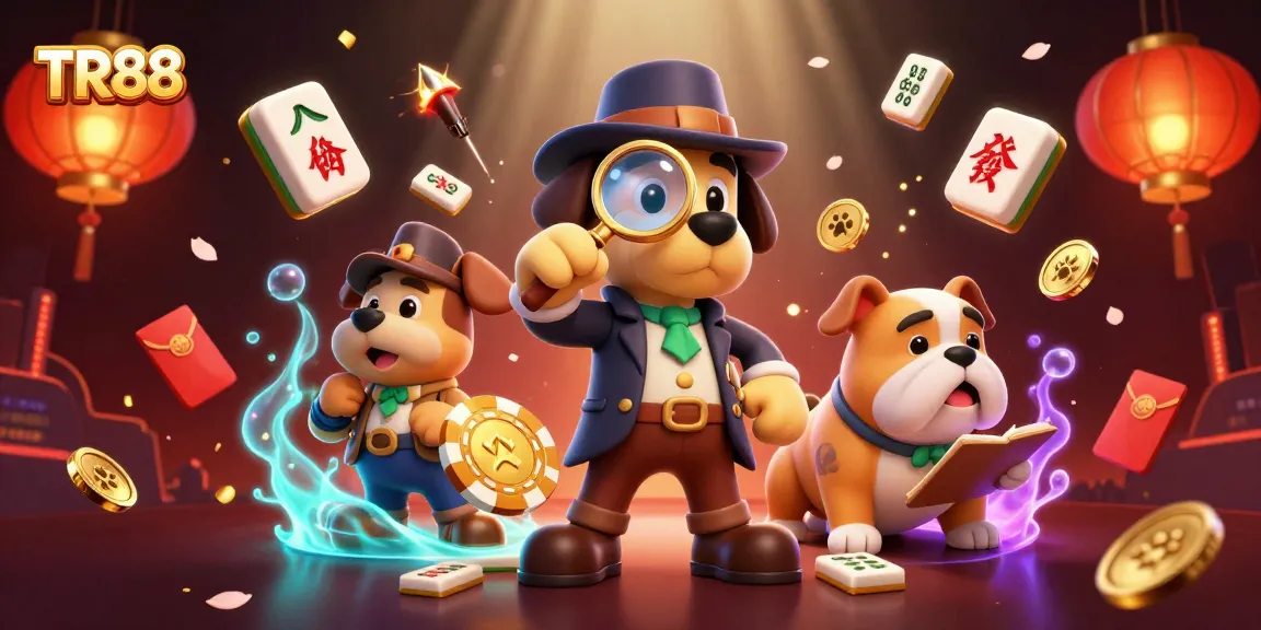 Engage with TR88 through a vibrant scene featuring a detective discovering poker chip clues in a bustling casino atmosphere.