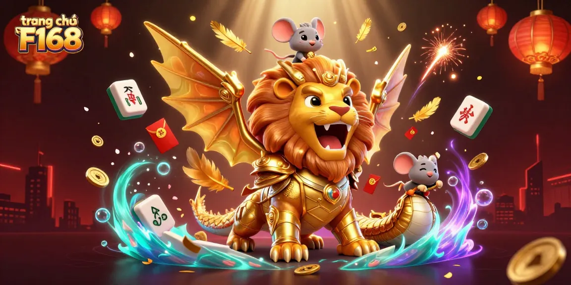 Engage with the vibrant world of trang chủ F168 featuring a triumphant chimera and gaming elements.