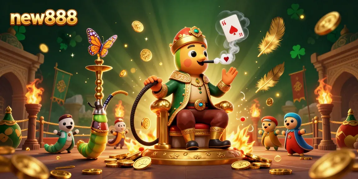 Engage in thrilling gameplay at new888 with a vibrant illustration featuring colorful casino elements.