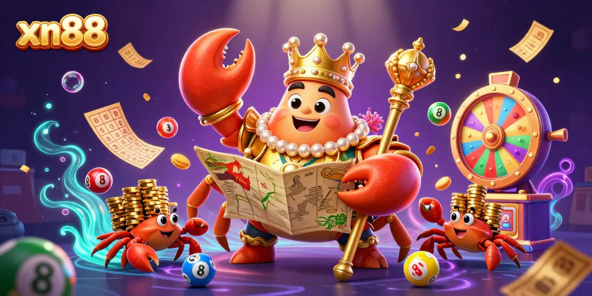 Join the thrilling game action at xn88 with the majestic crab emperor and exciting casino elements.