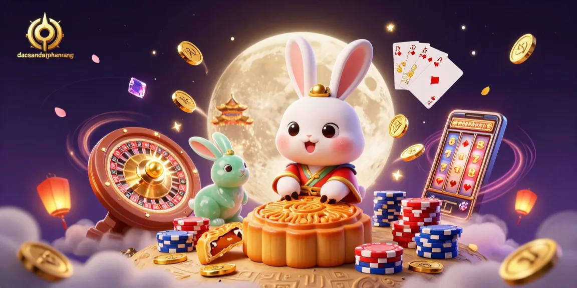 Win big at dacsandatphanrang with a lively 3D illustration showcasing vibrant casino elements including slots and poker chips.
