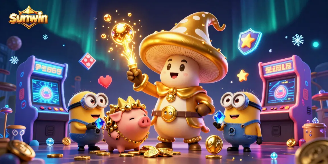 Experience the magic of sunwin with vibrant game arcs, wizards, gold treasures, and dynamic gaming elements.