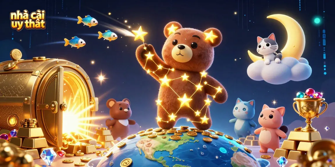 Experience premium betting with nhà cái uy tín as a constellation bear collects treasures from the stars.