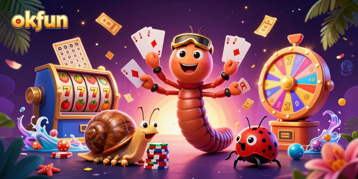 Experience the thrill of okfun with a colorful casino scene featuring a dynamic dealer and exciting game elements.