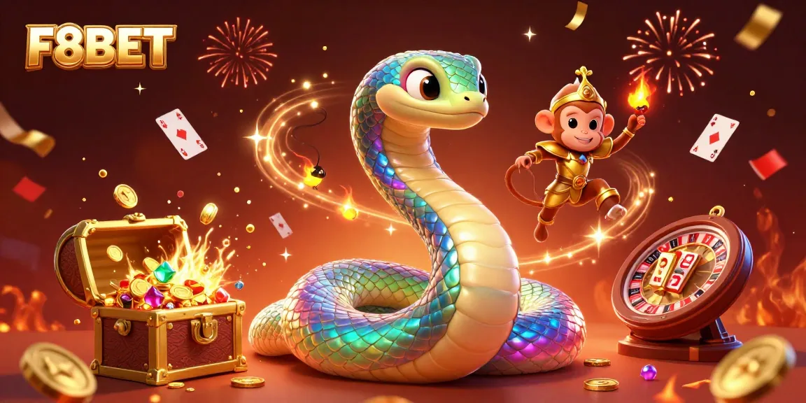 Experience thrilling casino adventures with F8BET's vibrant 3D illustration featuring exciting game elements.