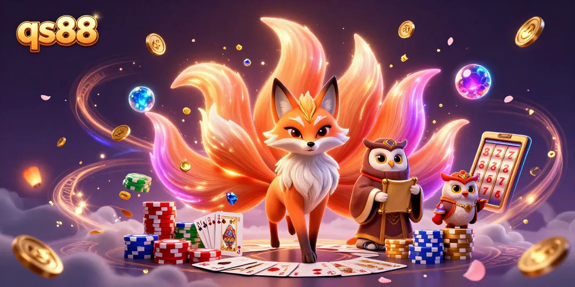 Experience the thrill of qs88 with vibrant 3D elements showcasing casino excitement and winning moments.