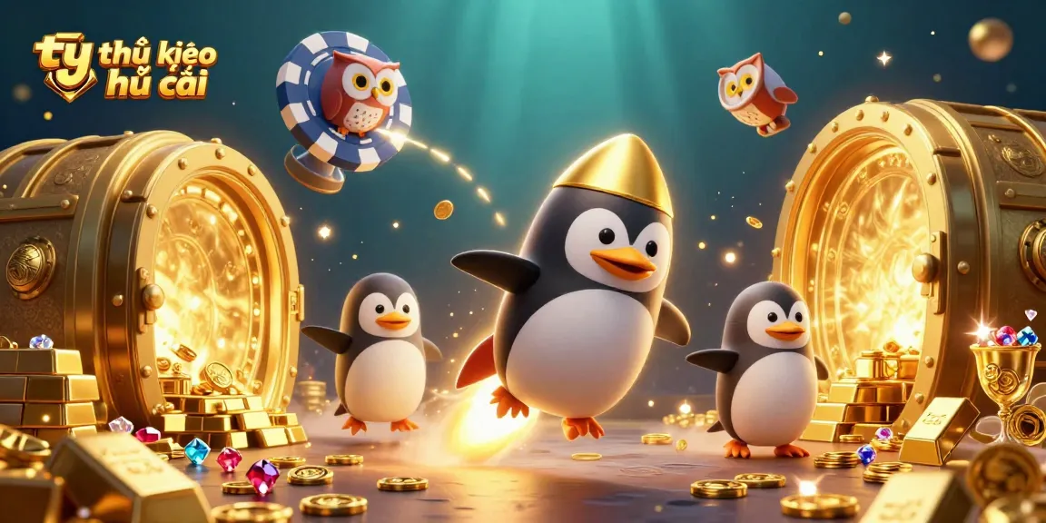 Engage with tỷ lệ kèo nhà cái as the golden penguin blasts to a casino chip space station, rich with treasures.
