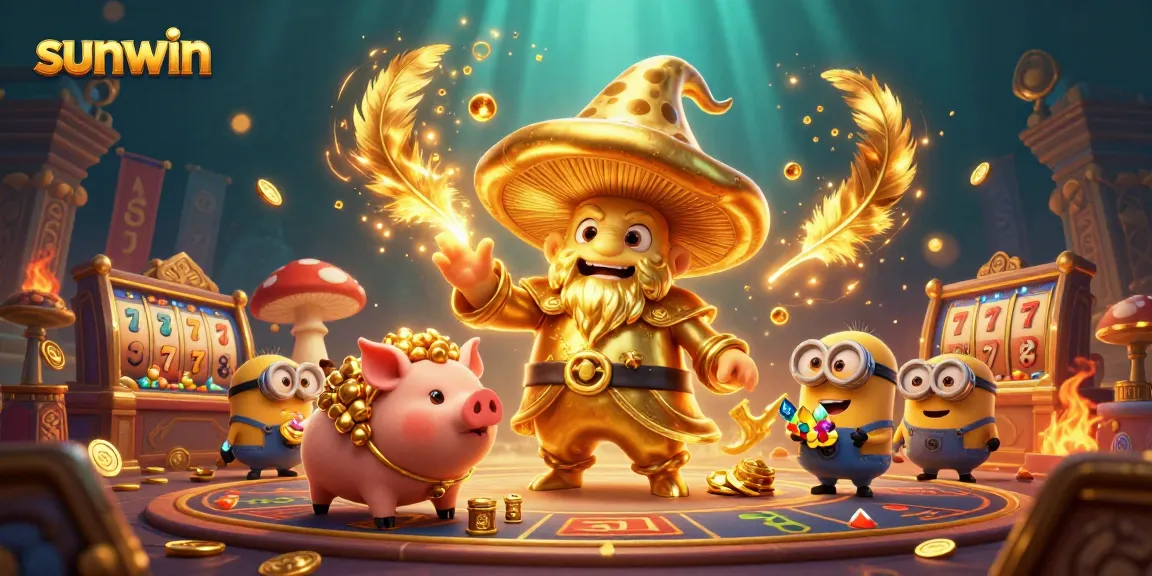 Experience the magic of winning with the sunwin casino illustration showcasing thrilling gaming elements.