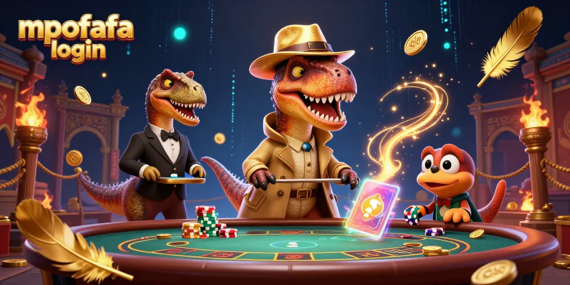 Experience thrilling gameplay with mpofafa login at a blackjack table featuring a velociraptor and friends.