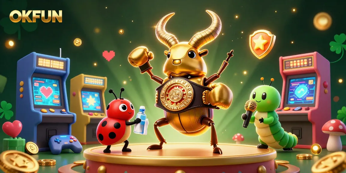 Engage with OKFUN's thrilling gaming experience featuring vibrant characters and arcade action.