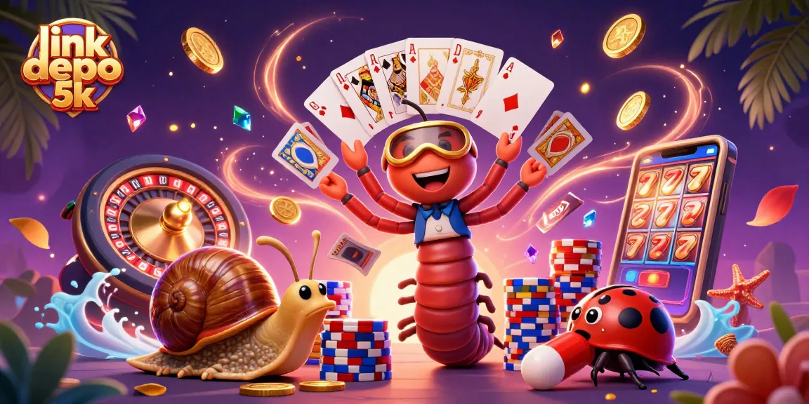 Experience thrilling slots with link depo 5k in a vibrant 3D casino illustration showcasing dynamic game elements.