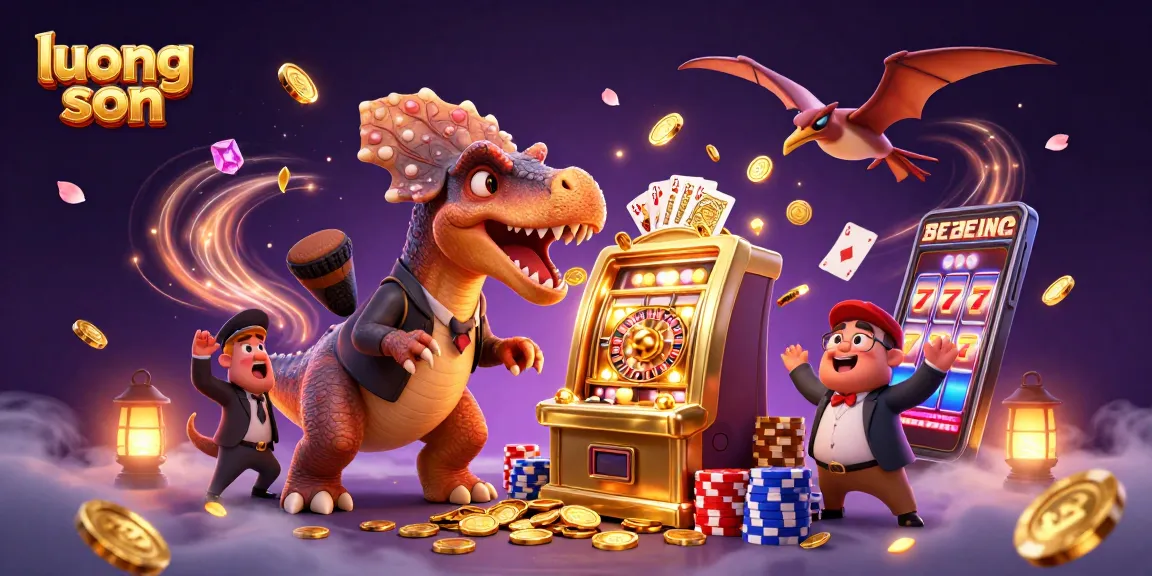 Experience thrilling jackpots at luong son casino with exciting cartoon characters and flying coins.