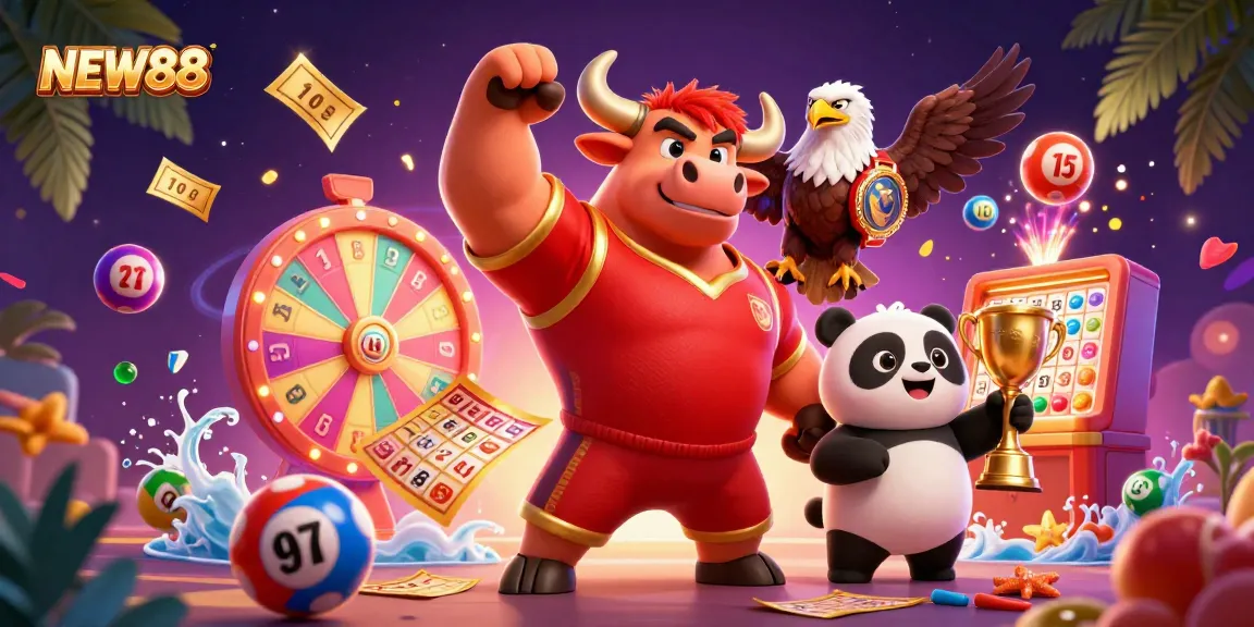 Experience the thrill of winning with NEW88 in a vibrant casino celebration scene.