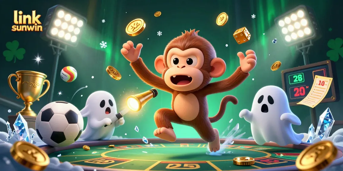 Experience the thrill of link sunwin in a vibrant casino scene with gold coins and sports elements.