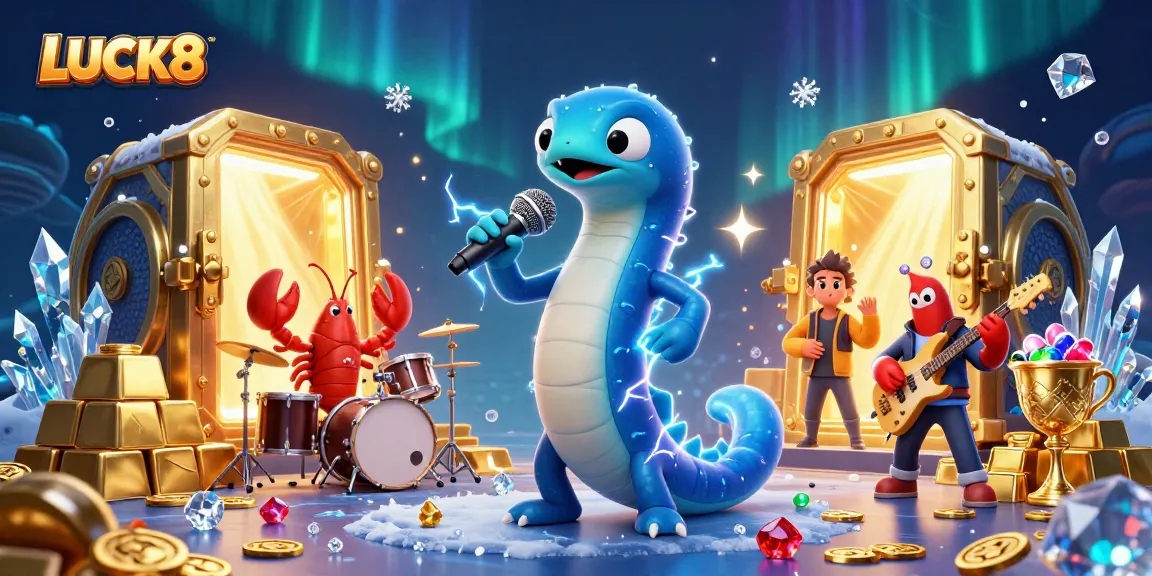 LUCK8 showcases a vibrant underwater casino scene with characters celebrating victory and gaming excitement.