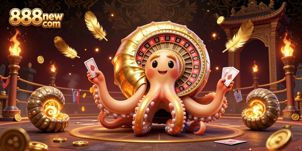 Experience the excitement of betting at 888new com, featuring vibrant casino elements and a giant nautilus roulette wheel.
