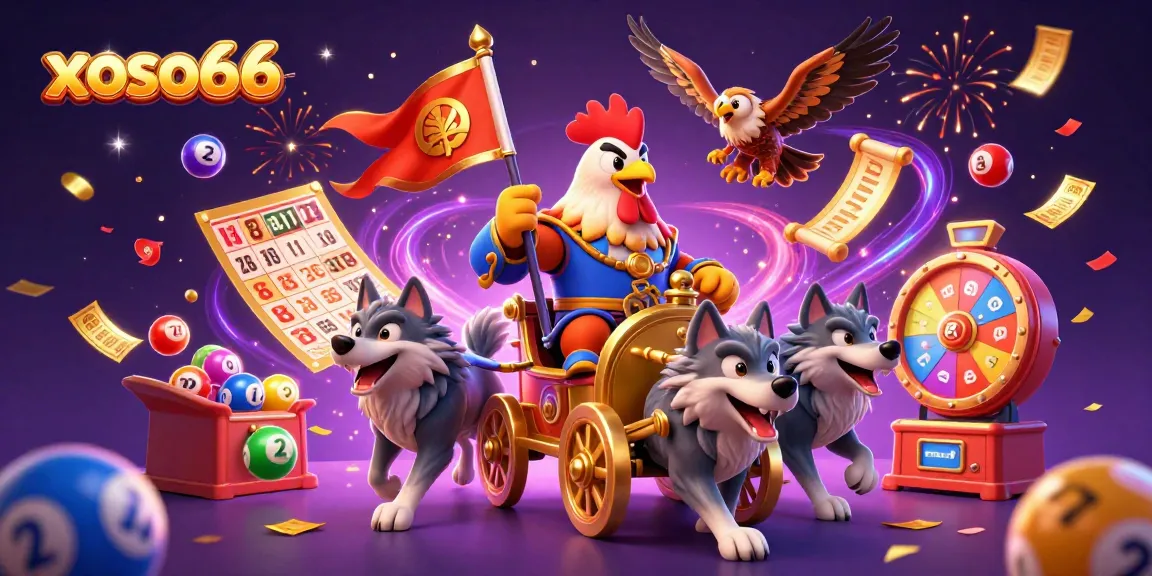 Engage in thrilling gameplay with xoso66 as lottery balls bounce and prizes await in this vibrant scene.