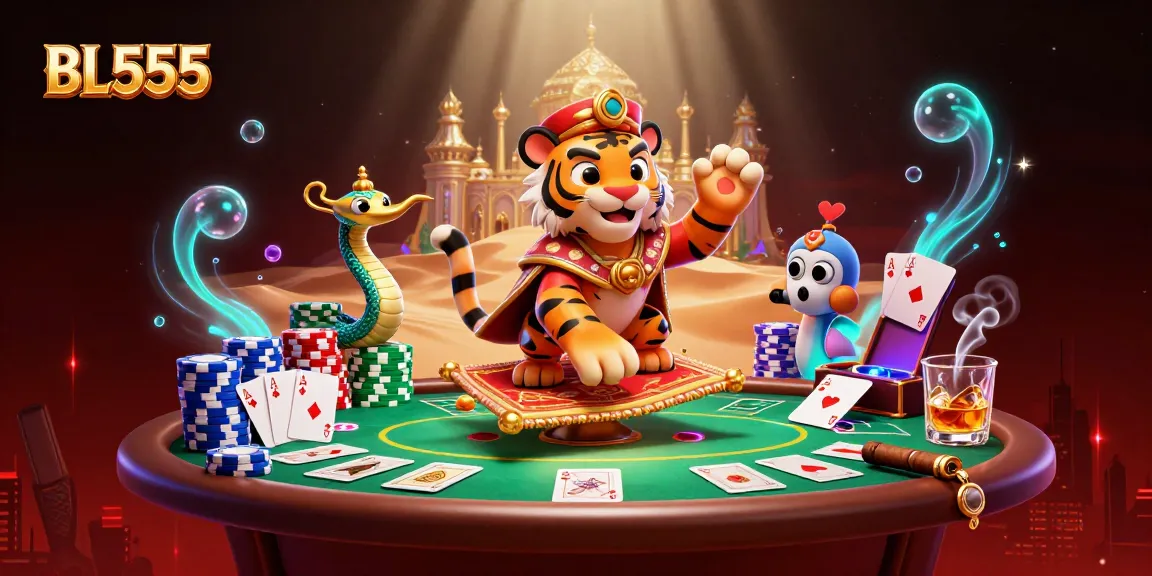 Engage in thrilling experiences at BL555 with a vibrant illustration of casino excitement.