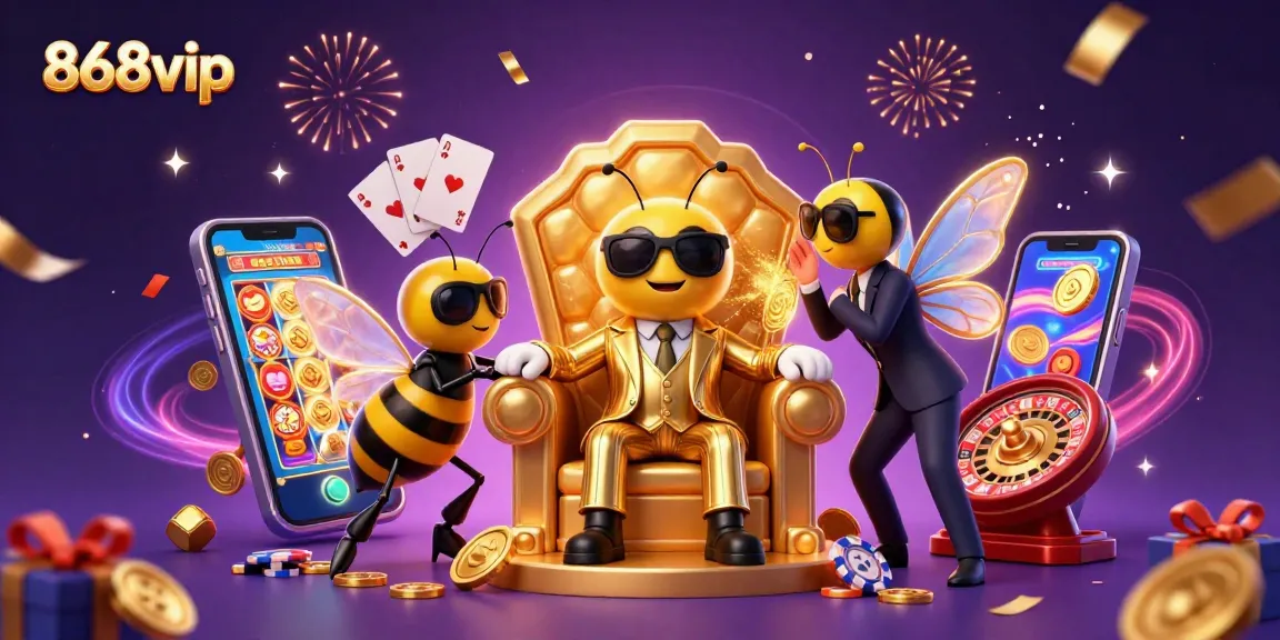 Win big with 868vip as a bumblebee mob boss oversees the casino excitement.