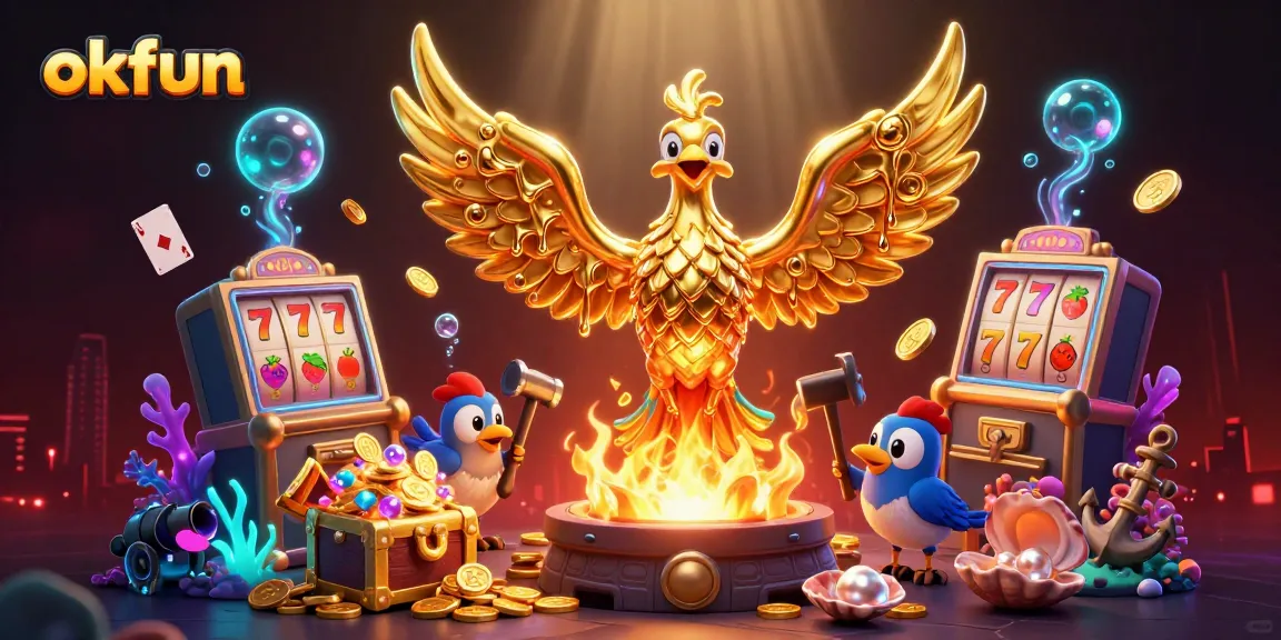 Experience the thrill of okfun with a golden phoenix and exciting casino elements!