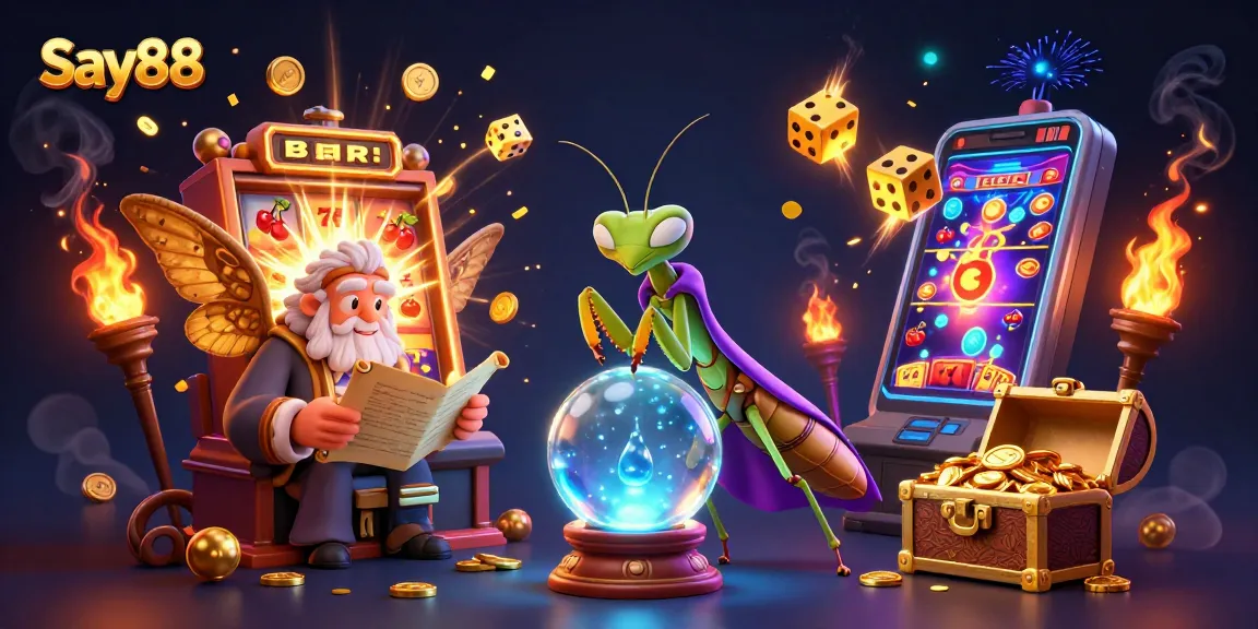 Join the excitement at Say88 with a vibrant 3D casino scene featuring thrilling slot machines and fortune tellers!