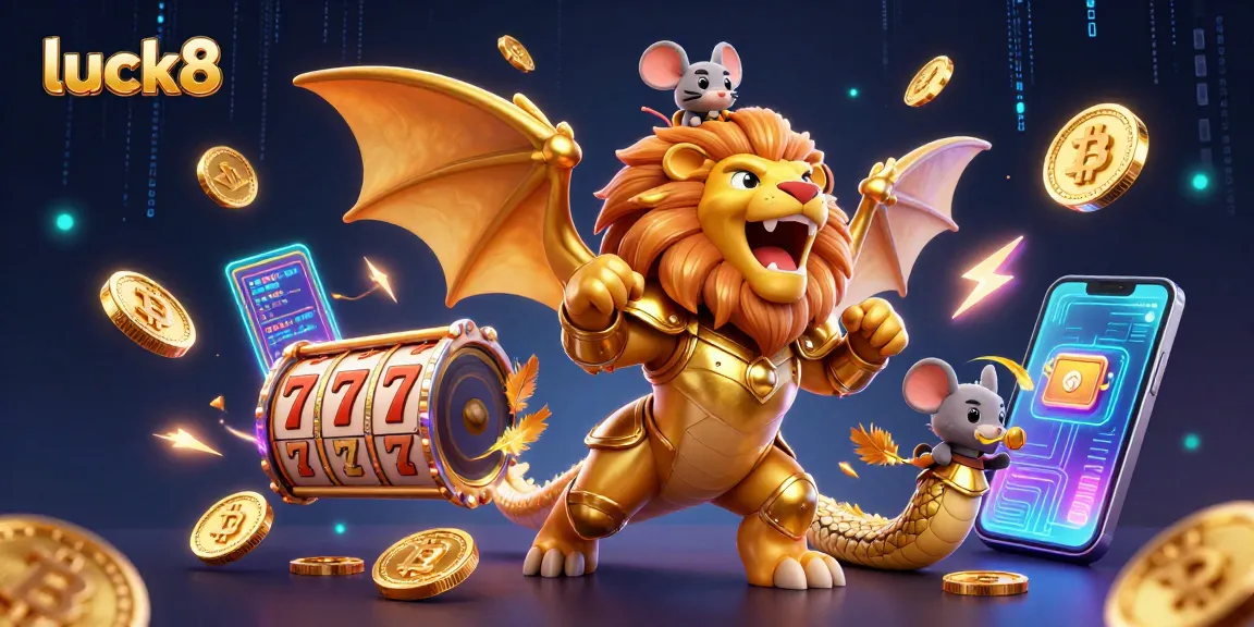 Engage with luck8’s thrilling casino experience featuring a roaring chimera and classic slots.