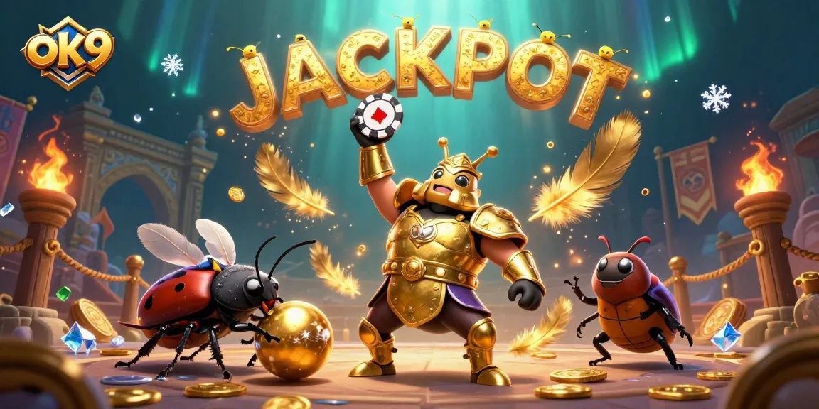 Experience the thrill of ok9's jackpot gaming with vibrant beetles celebrating wins in 2026.
